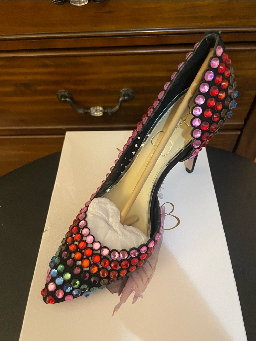 Jessica Simpson Black Heels with Multicolor Studs - Picture 2 of 4